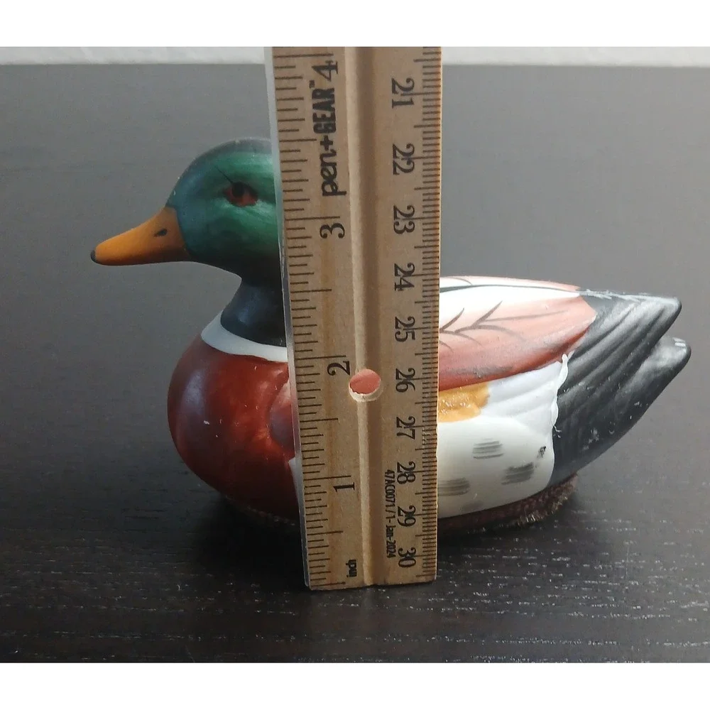 Vintage Mallard Duck Porcelain Figurine LintRemover Brush Jasco ROC 1980s #146B5